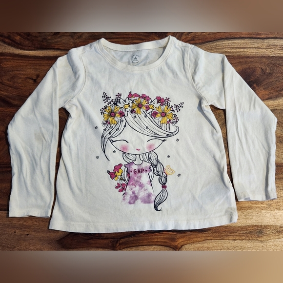GAP Kids Cream Graphic Long Sleeve Tee - Picture 1 of 4